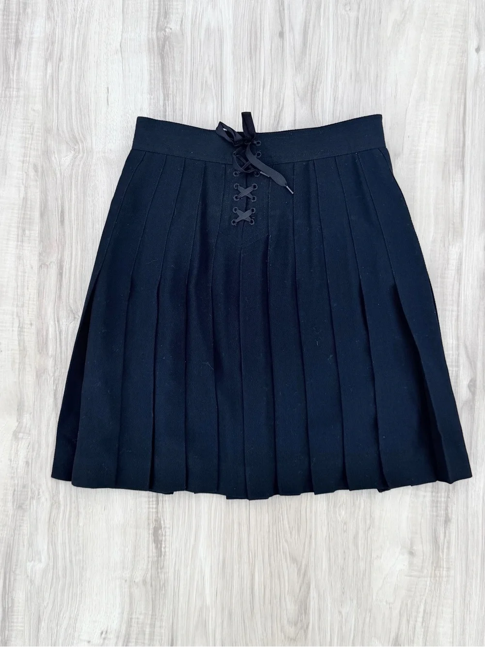 Ralph Lauren Vintage Navy Blue Pleated Wool Skirt